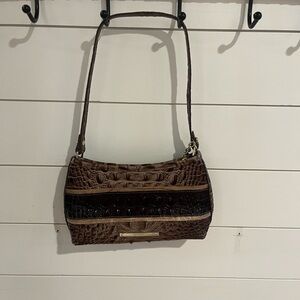 Brahmin Brown Mini Bag with Crocodile Texture